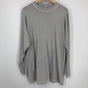 We The Free Womens Shirt Size Large Light Gray Long Sleeve Basic Crewneck Cotton